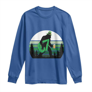 Funny St Patricks Bigfoot Says Six Seven Long Sleeve Shirt Gen Z Irish Gift TS12 Royal Blue Print Your Wear