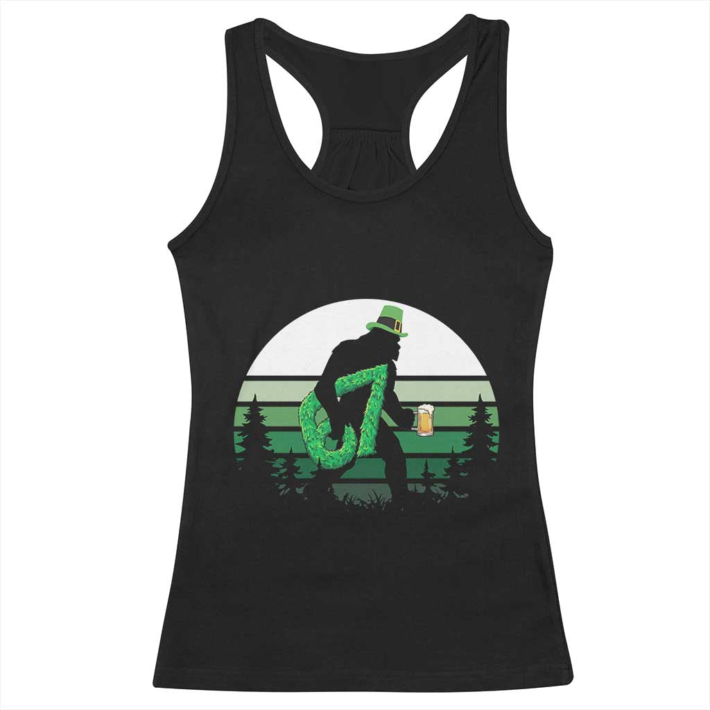 Funny St Patricks Bigfoot Says Six Seven Racerback Tank Top Gen Z Irish Gift TS12 Black Print Your Wear