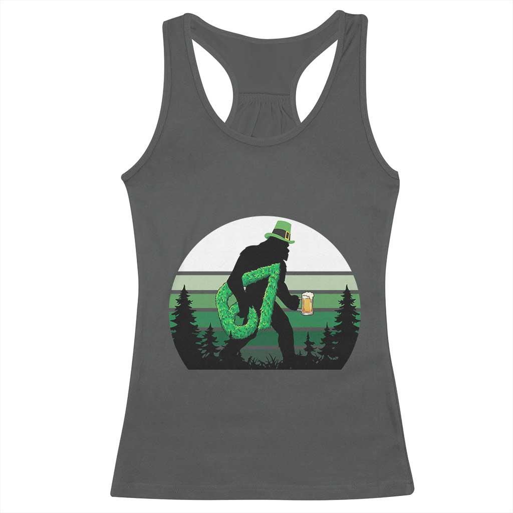 Funny St Patricks Bigfoot Says Six Seven Racerback Tank Top Gen Z Irish Gift TS12 Dark Heather Print Your Wear
