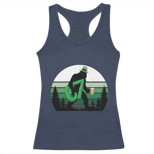 Funny St Patricks Bigfoot Says Six Seven Racerback Tank Top Gen Z Irish Gift TS12 Navy Print Your Wear