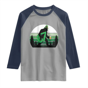Funny St Patricks Bigfoot Says Six Seven Raglan Shirt Gen Z Irish Gift TS12 Sport Gray Navy Print Your Wear