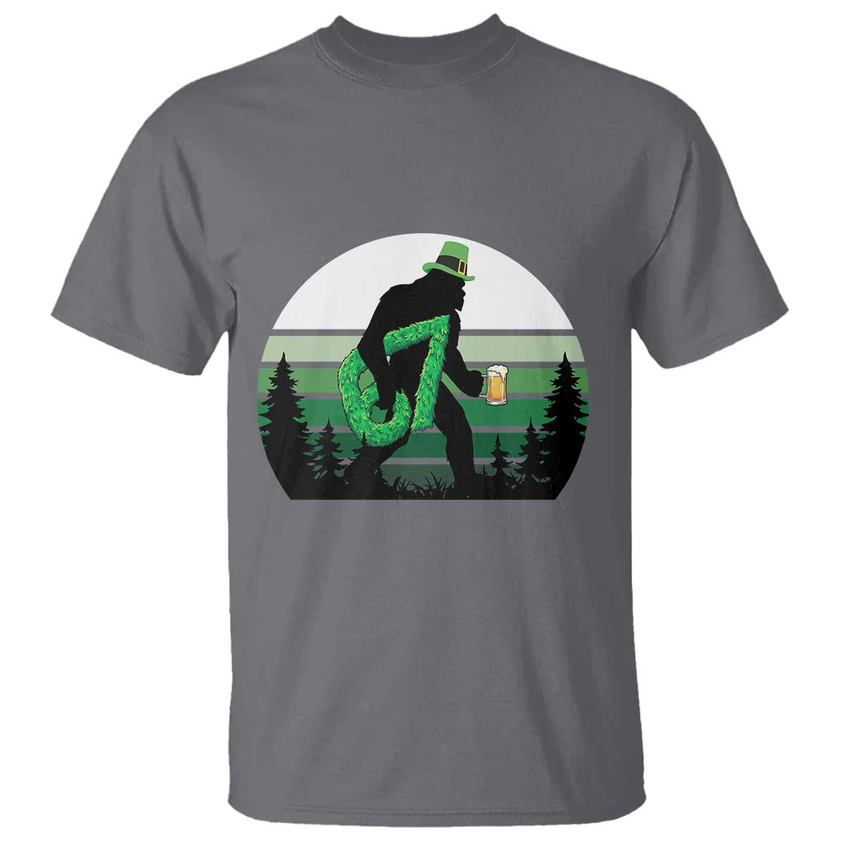 Funny St Patricks Bigfoot Says Six Seven T Shirt Gen Z Irish Gift TS12 Charcoal Print Your Wear