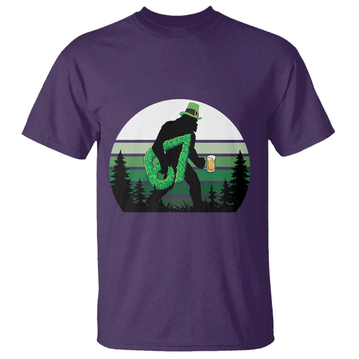 Funny St Patricks Bigfoot Says Six Seven T Shirt Gen Z Irish Gift TS12 Purple Print Your Wear