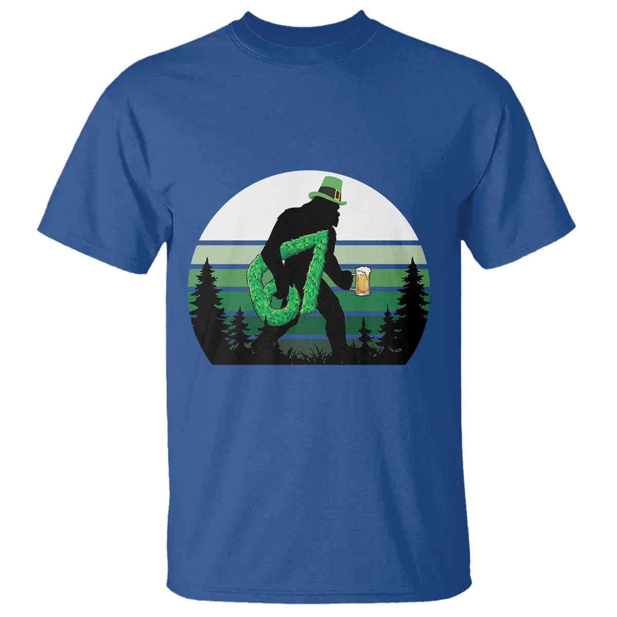 Funny St Patricks Bigfoot Says Six Seven T Shirt Gen Z Irish Gift TS12 Royal Blue Print Your Wear