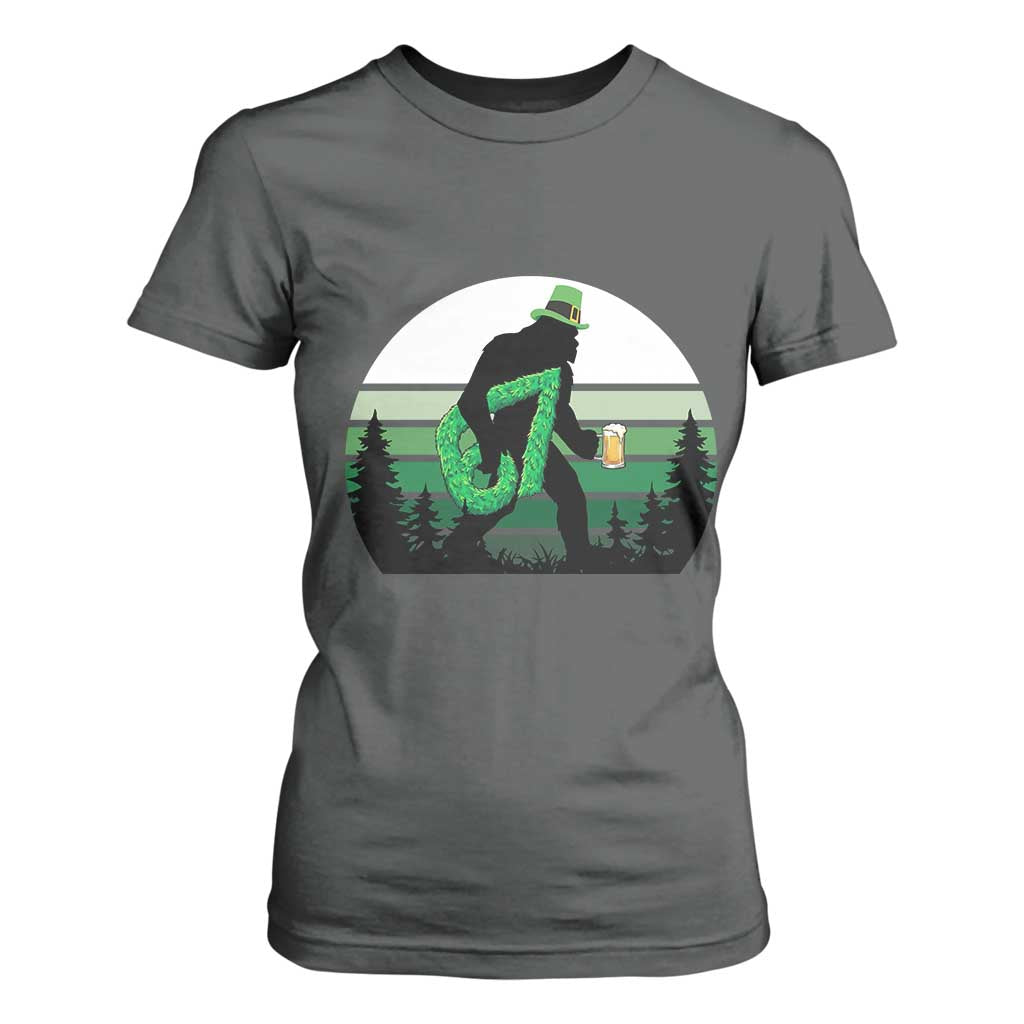 Funny St Patricks Bigfoot Says Six Seven T Shirt For Women Gen Z Irish Gift TS12 Dark Heather Print Your Wear