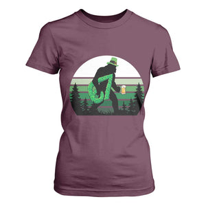 Funny St Patricks Bigfoot Says Six Seven T Shirt For Women Gen Z Irish Gift TS12 Maroon Print Your Wear