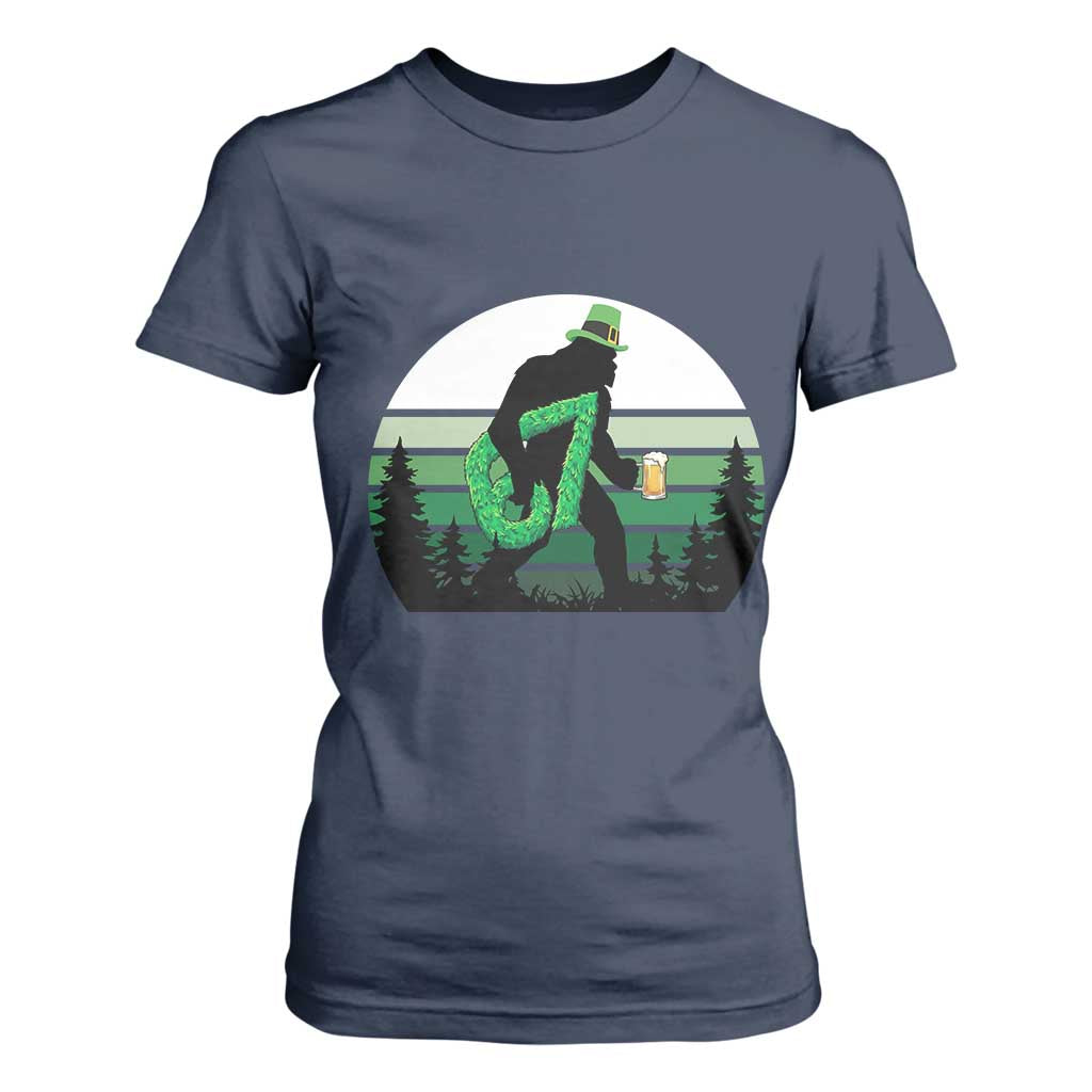 Funny St Patricks Bigfoot Says Six Seven T Shirt For Women Gen Z Irish Gift TS12 Navy Print Your Wear