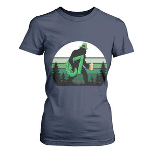 Funny St Patricks Bigfoot Says Six Seven T Shirt For Women Gen Z Irish Gift TS12 Navy Print Your Wear
