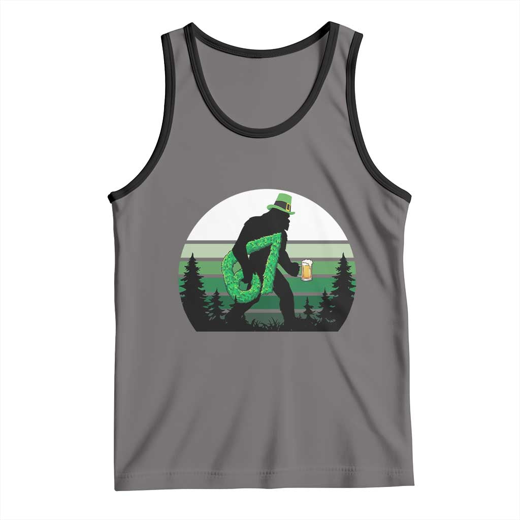 Funny St Patricks Bigfoot Says Six Seven Tank Top Gen Z Irish Gift TS12 Deep Heather Black Print Your Wear
