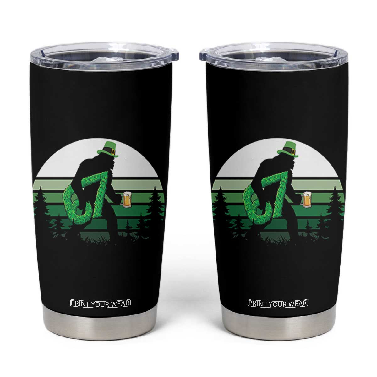 Funny St Patricks Bigfoot Says Six Seven Tumbler Cup Gen Z Irish Gift TS12 Black Print Your Wear