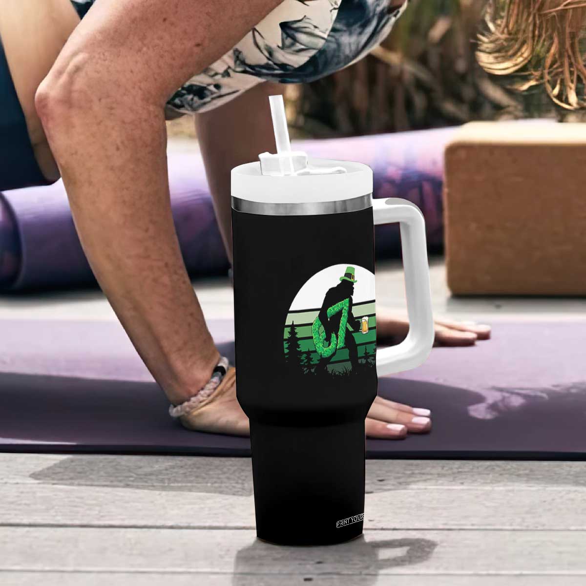 Funny St Patricks Bigfoot Says Six Seven Tumbler With Handle Gen Z Irish Gift TS12 Print Your Wear