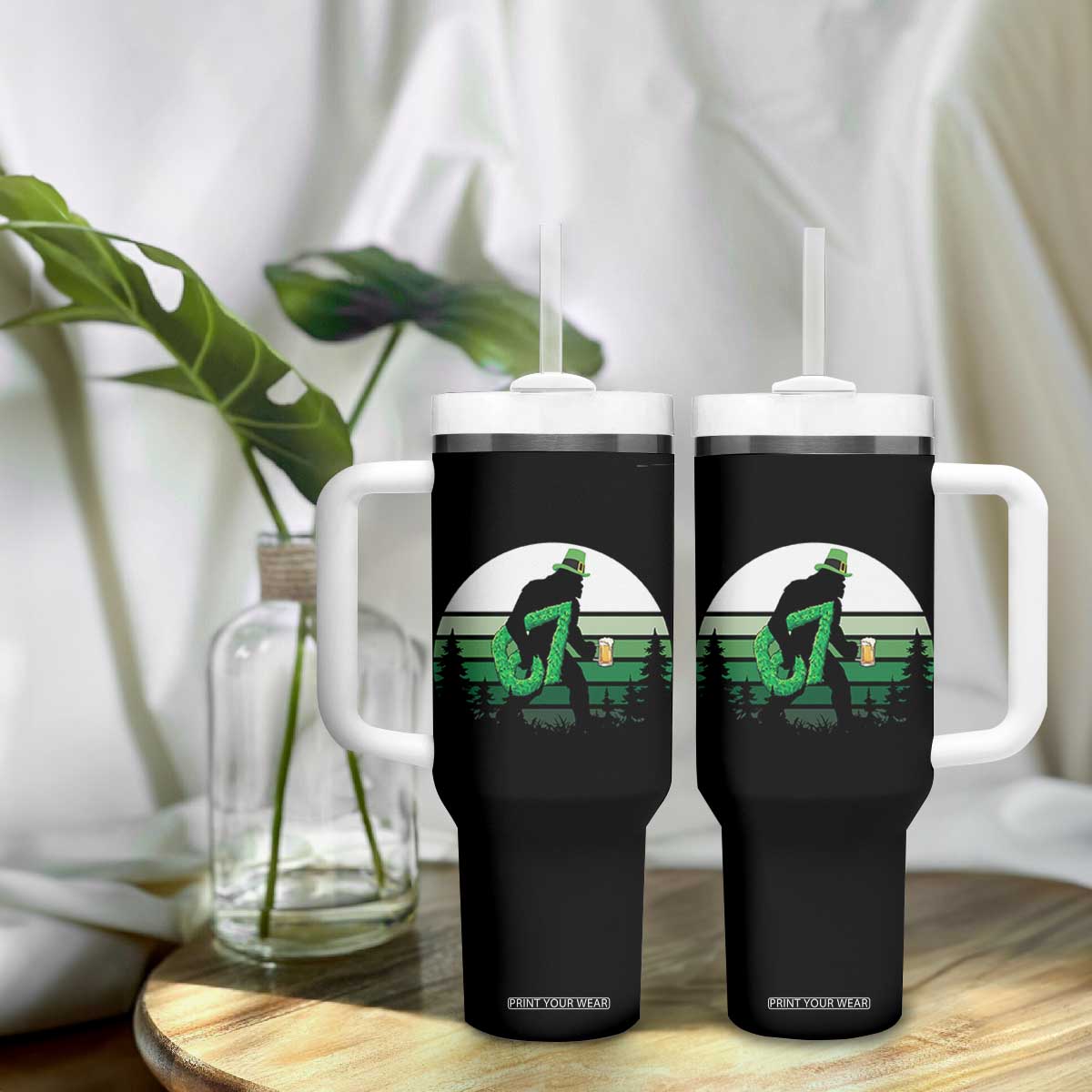 Funny St Patricks Bigfoot Says Six Seven Tumbler With Handle Gen Z Irish Gift TS12 Print Your Wear