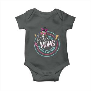 Funny Skeleton Mom Graphic Baby Onesie Good Moms Say Bad Words TS12 Dark Heather Print Your Wear
