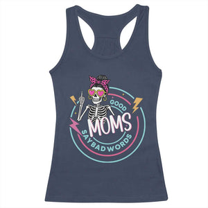 Funny Skeleton Mom Graphic Racerback Tank Top Good Moms Say Bad Words TS12 Navy Print Your Wear