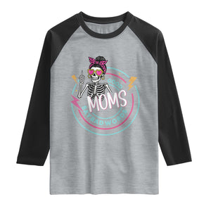 Funny Skeleton Mom Graphic Raglan Shirt Good Moms Say Bad Words TS12 Heather Gray Black Print Your Wear