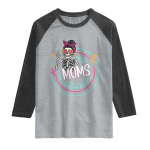 Funny Skeleton Mom Graphic Raglan Shirt Good Moms Say Bad Words TS12 Heather Gray Heather Charcoal Print Your Wear