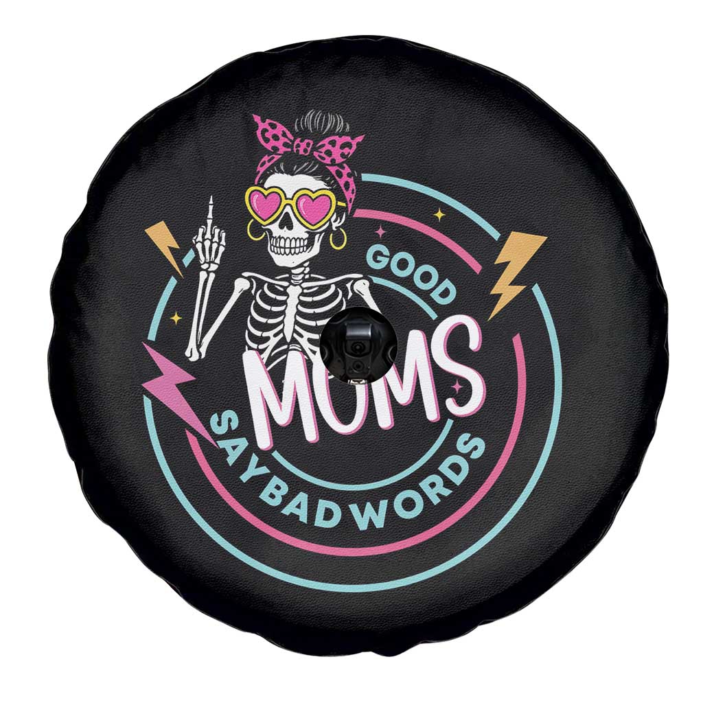 Funny Skeleton Mom Graphic Spare Tire Cover Good Moms Say Bad Words TS12 Print Your Wear