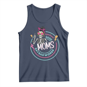 Funny Skeleton Mom Graphic Tank Top Good Moms Say Bad Words TS12 Navy Print Your Wear