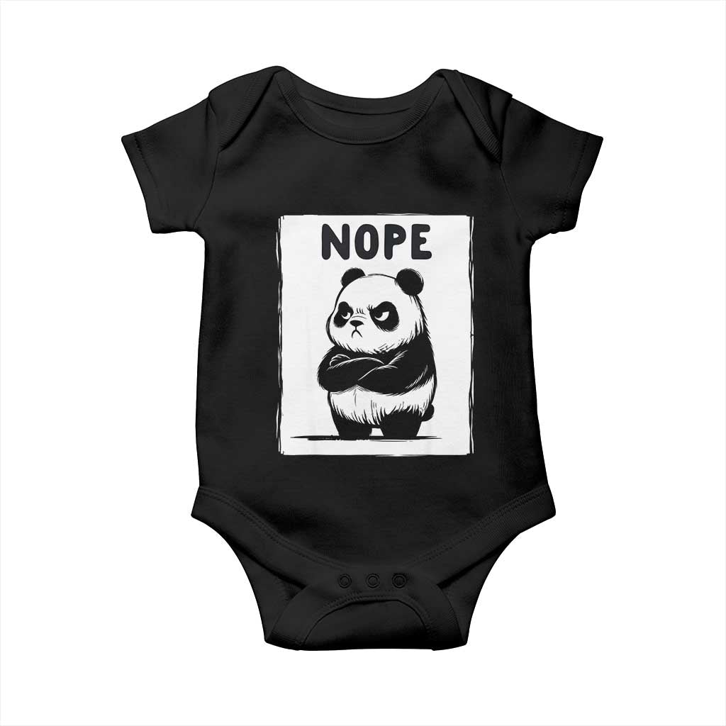 Grumpy Panda Says Nope Baby Onesie Japanese Aesthetic Panda Bear Graphic TS12 Black Print Your Wear