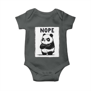 Grumpy Panda Says Nope Baby Onesie Japanese Aesthetic Panda Bear Graphic TS12 Dark Heather Print Your Wear