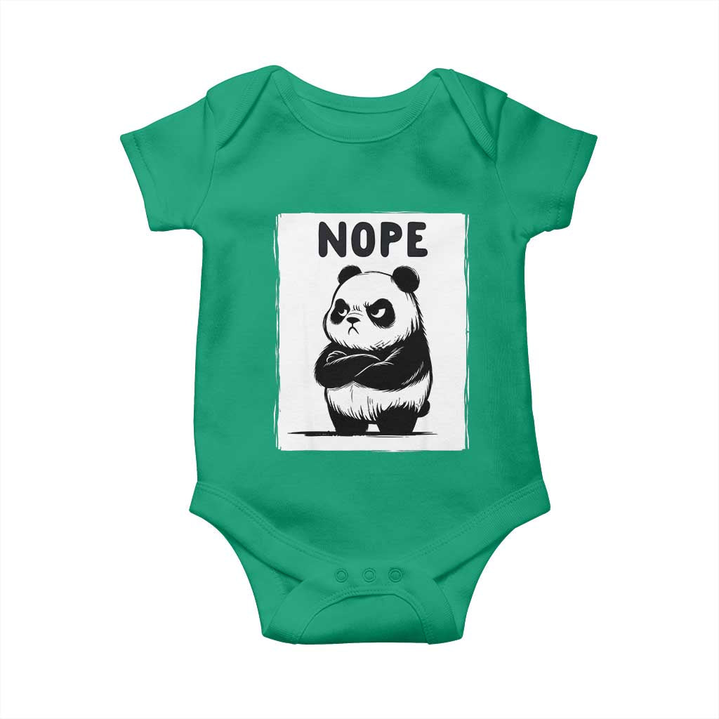Grumpy Panda Says Nope Baby Onesie Japanese Aesthetic Panda Bear Graphic TS12 Irish Green Print Your Wear