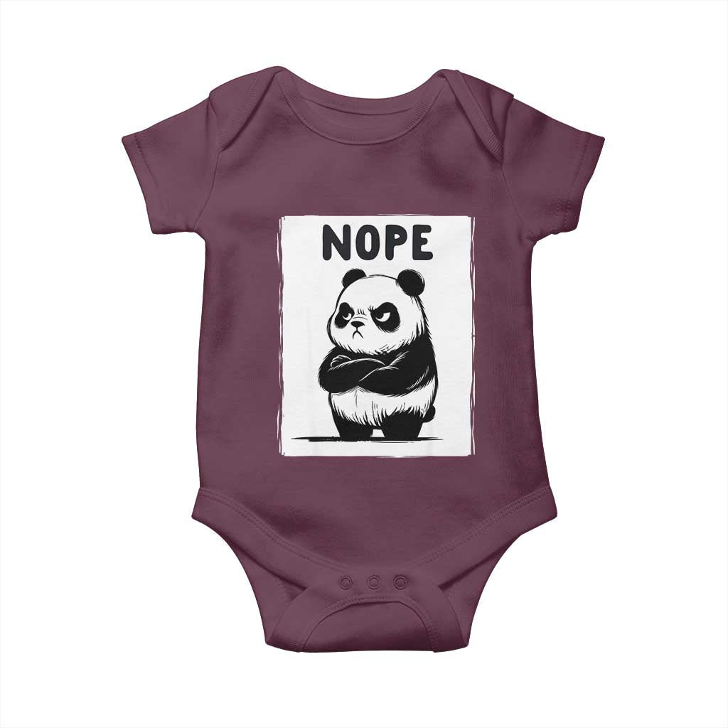 Grumpy Panda Says Nope Baby Onesie Japanese Aesthetic Panda Bear Graphic TS12 Maroon Print Your Wear