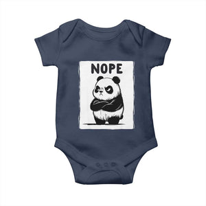 Grumpy Panda Says Nope Baby Onesie Japanese Aesthetic Panda Bear Graphic TS12 Navy Print Your Wear