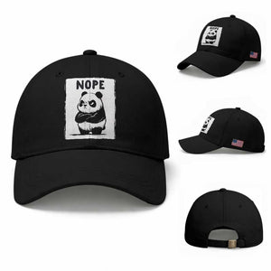 Grumpy Panda Says Nope Baseball Cap Japanese Aesthetic Panda Bear Graphic TS12 Baseball Cap Universal Fit Black Print Your Wear