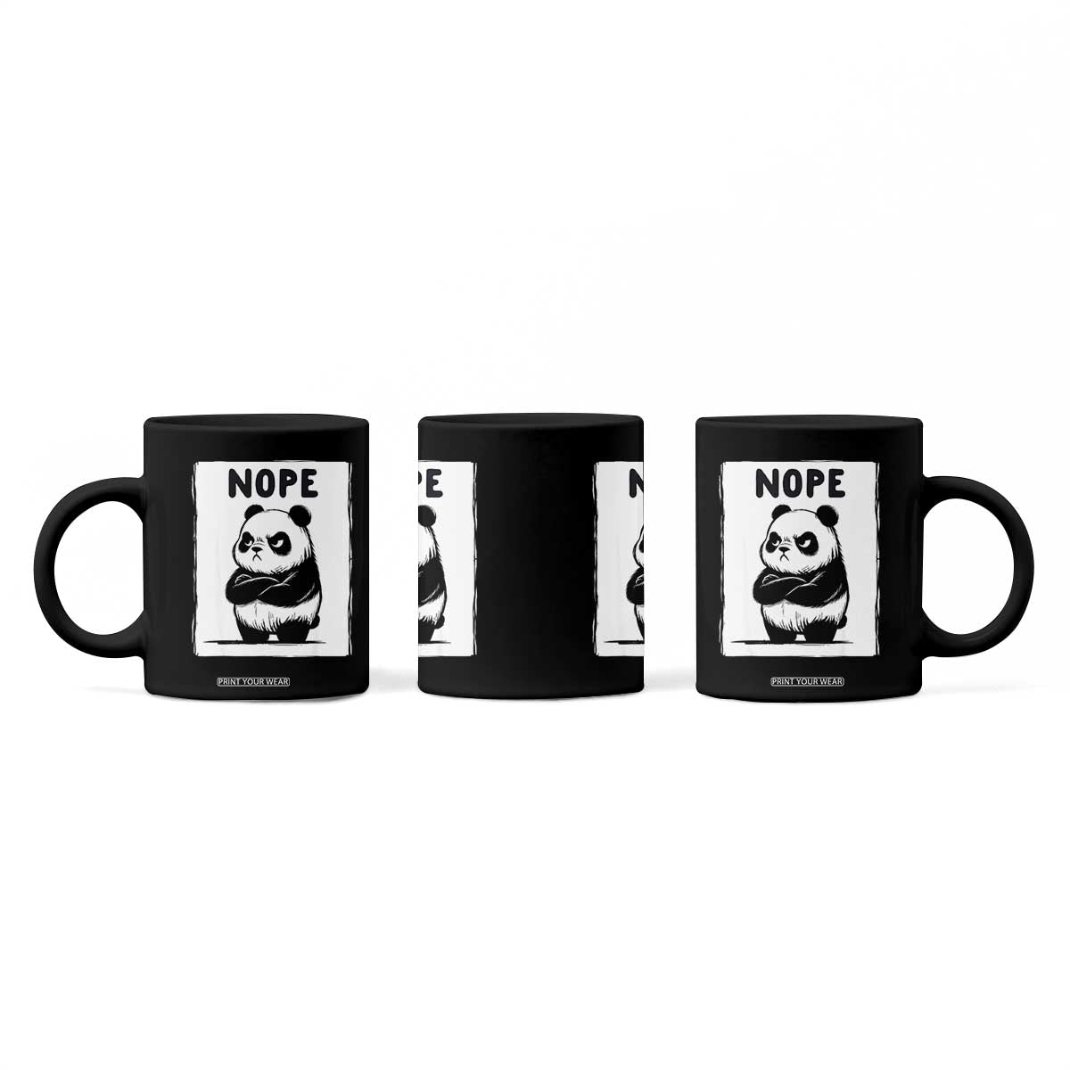 Grumpy Panda Says Nope Coffee Mug Japanese Aesthetic Panda Bear Graphic TS12 Print Your Wear