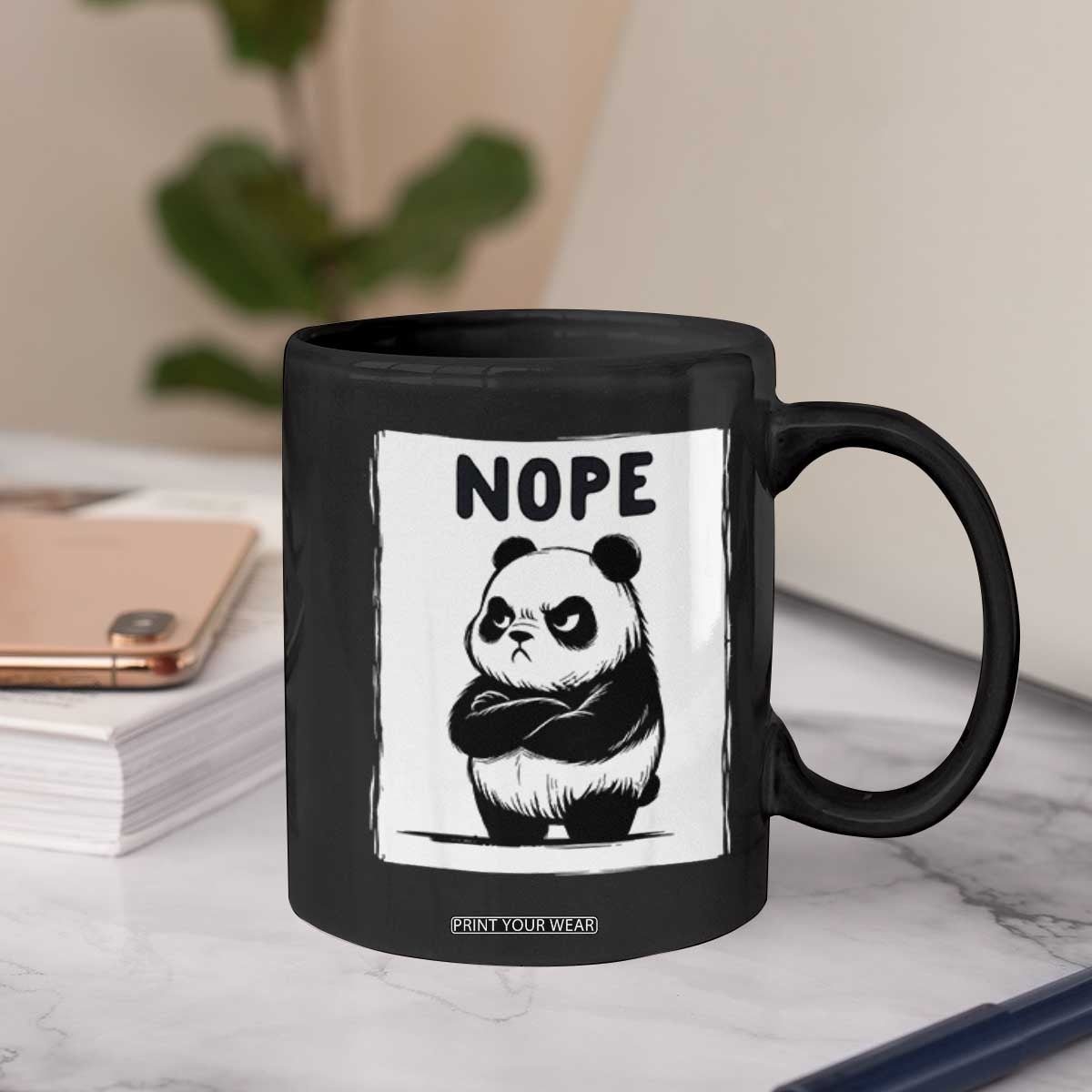 Grumpy Panda Says Nope Coffee Mug Japanese Aesthetic Panda Bear Graphic TS12 Print Your Wear
