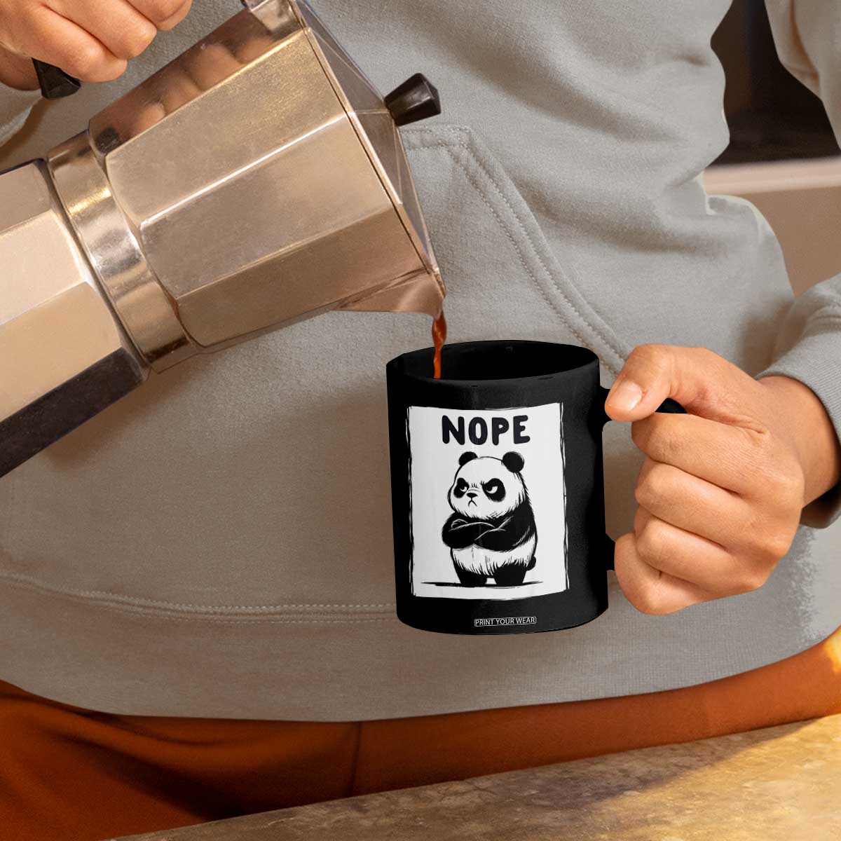 Grumpy Panda Says Nope Coffee Mug Japanese Aesthetic Panda Bear Graphic TS12 Print Your Wear