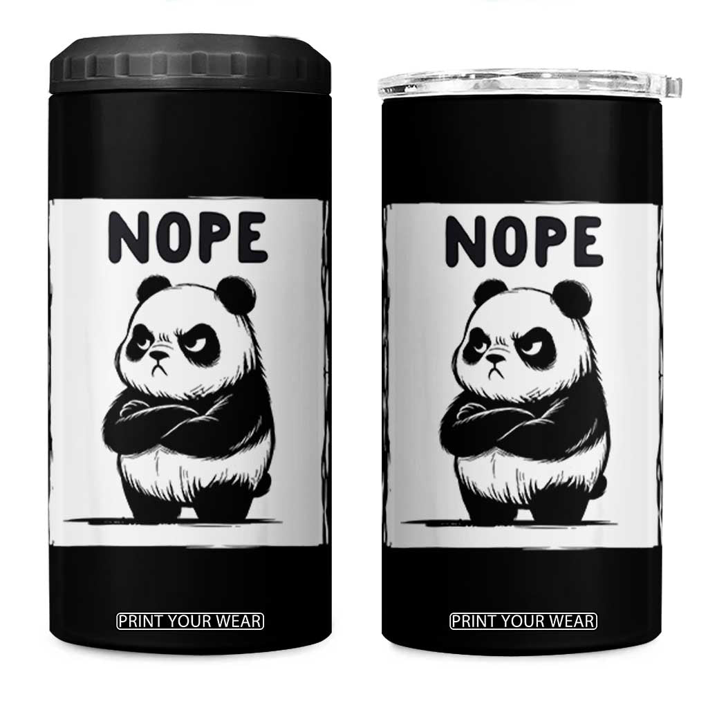 Grumpy Panda Says Nope 4 in 1 Can Cooler Tumbler Japanese Aesthetic Panda Bear Graphic TS12 One Size: 16 oz Black Print Your Wear