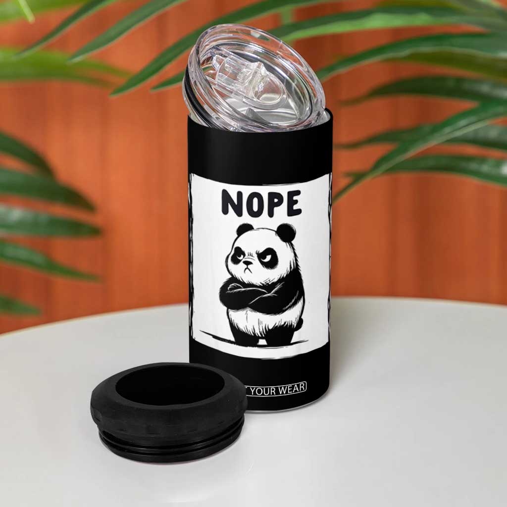 Grumpy Panda Says Nope 4 in 1 Can Cooler Tumbler Japanese Aesthetic Panda Bear Graphic TS12 Print Your Wear