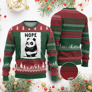Grumpy Panda Says Nope Ugly Christmas Sweater Japanese Aesthetic Panda Bear Graphic TS12 Red Green Print Your Wear