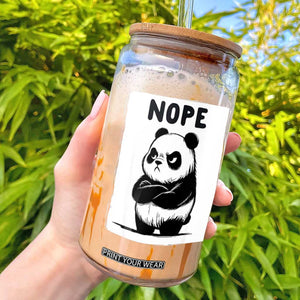 Grumpy Panda Says Nope Glass Can Japanese Aesthetic Panda Bear Graphic TS12 Black Print Your Wear
