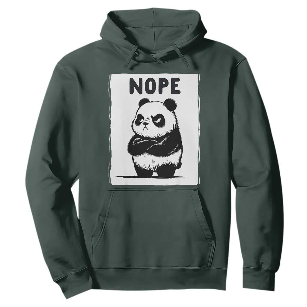 Grumpy Panda Says Nope Hoodie Japanese Aesthetic Panda Bear Graphic TS12 Dark Forest Green Print Your Wear