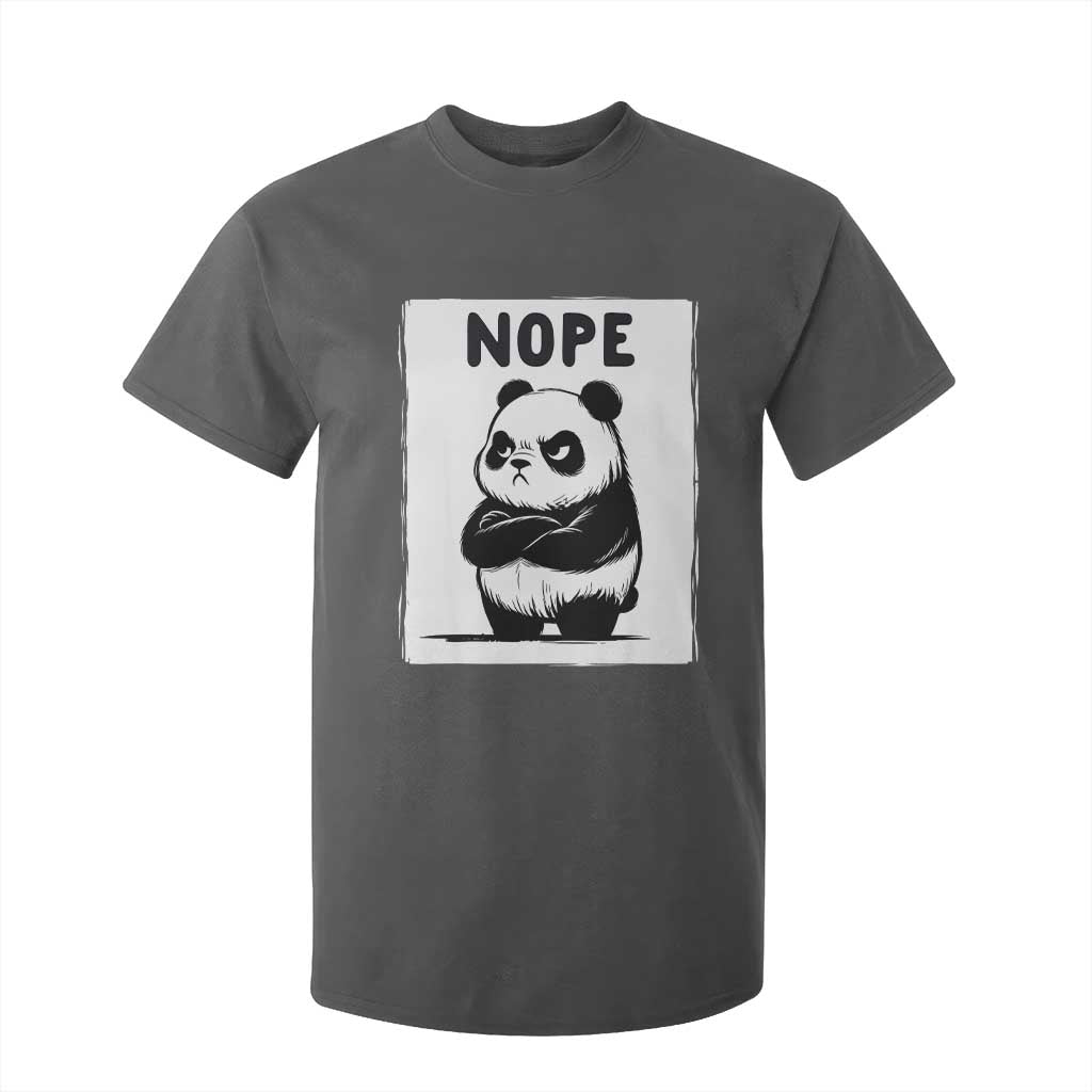 Grumpy Panda Says Nope T Shirt For Kid Japanese Aesthetic Panda Bear Graphic TS12 Dark Heather Print Your Wear