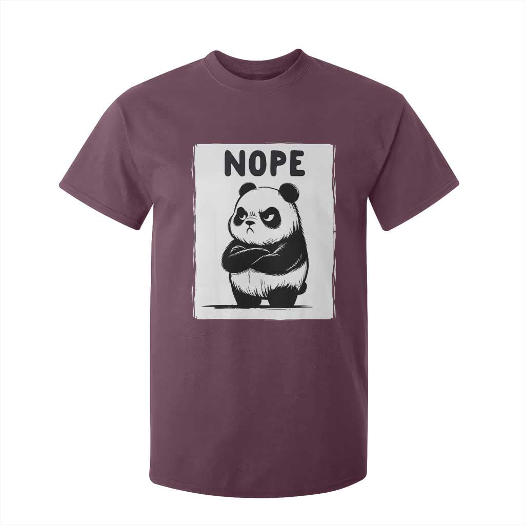 Grumpy Panda Says Nope T Shirt For Kid Japanese Aesthetic Panda Bear Graphic TS12 Maroon Print Your Wear