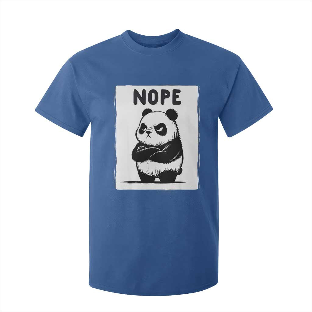 Grumpy Panda Says Nope T Shirt For Kid Japanese Aesthetic Panda Bear Graphic TS12 Royal Blue Print Your Wear