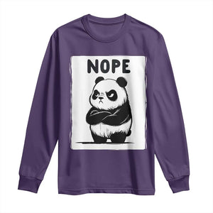 Grumpy Panda Says Nope Long Sleeve Shirt Japanese Aesthetic Panda Bear Graphic TS12 Purple Print Your Wear