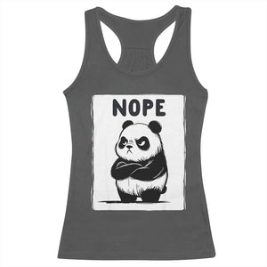 Grumpy Panda Says Nope Racerback Tank Top Japanese Aesthetic Panda Bear Graphic TS12 Dark Heather Print Your Wear