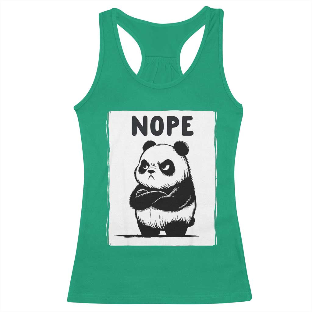 Grumpy Panda Says Nope Racerback Tank Top Japanese Aesthetic Panda Bear Graphic TS12 Irish Green Print Your Wear