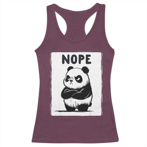 Grumpy Panda Says Nope Racerback Tank Top Japanese Aesthetic Panda Bear Graphic TS12 Maroon Print Your Wear