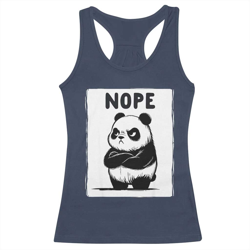 Grumpy Panda Says Nope Racerback Tank Top Japanese Aesthetic Panda Bear Graphic TS12 Navy Print Your Wear