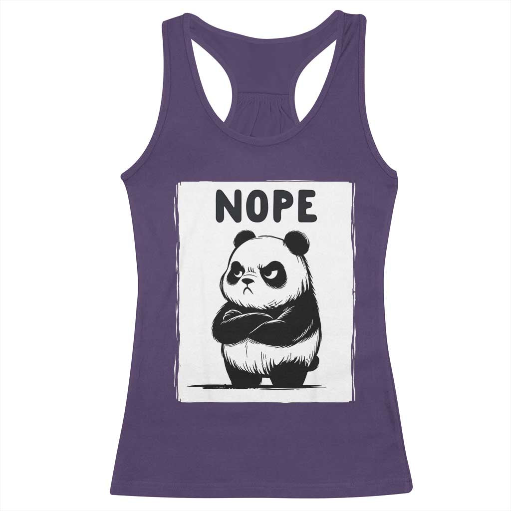 Grumpy Panda Says Nope Racerback Tank Top Japanese Aesthetic Panda Bear Graphic TS12 Purple Print Your Wear