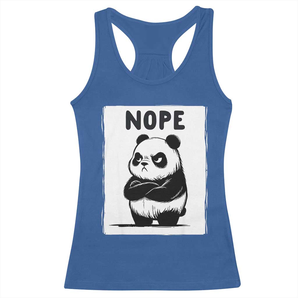 Grumpy Panda Says Nope Racerback Tank Top Japanese Aesthetic Panda Bear Graphic TS12 Royal Blue Print Your Wear
