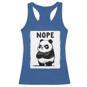 Grumpy Panda Says Nope Racerback Tank Top Japanese Aesthetic Panda Bear Graphic TS12 Royal Blue Print Your Wear