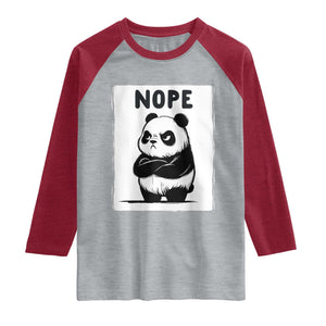 Grumpy Panda Says Nope Raglan Shirt Japanese Aesthetic Panda Bear Graphic TS12 Heather Gray Heather Red Print Your Wear