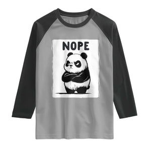 Grumpy Panda Says Nope Raglan Shirt Japanese Aesthetic Panda Bear Graphic TS12 Sport Gray Black Print Your Wear