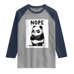 Grumpy Panda Says Nope Raglan Shirt Japanese Aesthetic Panda Bear Graphic TS12 Sport Gray Navy Print Your Wear